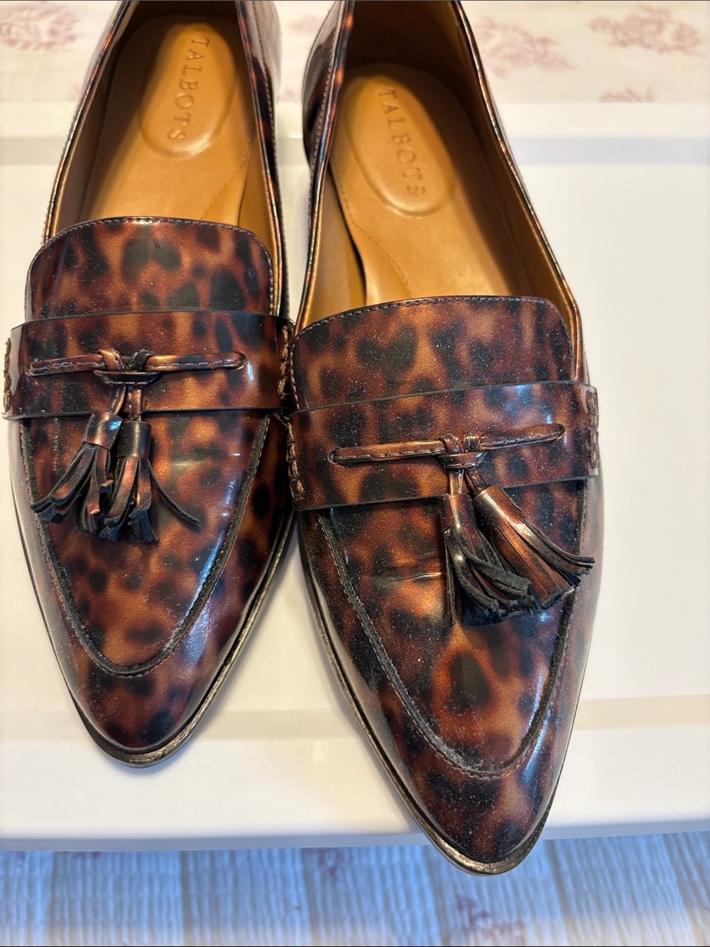 Talbots - Tassel Pointed-Toe Loafers in Brown Leopard Print - Picture 4 of 6